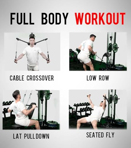 Eonfit Cable Machine for Home Gym, LAT Pulldown Crossover with Leg Holder Z123473