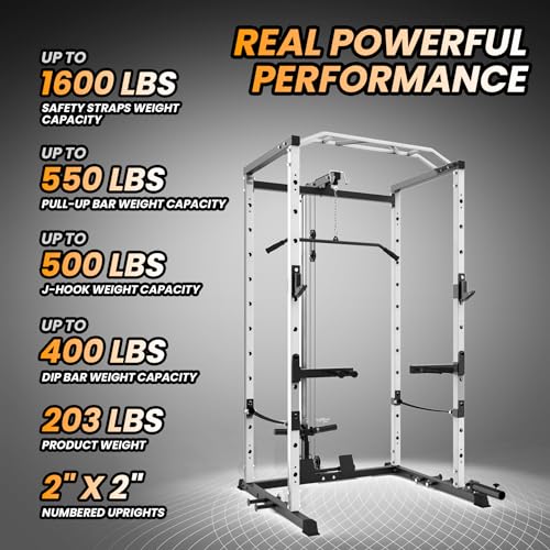 Power Cage with LAT Pulldown and Cable Pulley System for Home Gym N4466