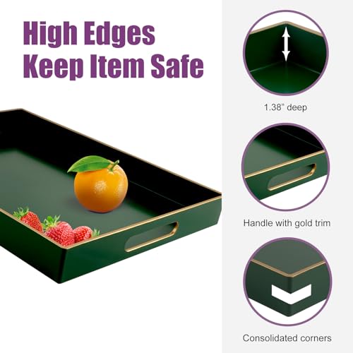 Gifturbo Blue Serving Tray with Handles, Rectangular Plastic Tray J15614
