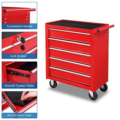 TUFFIOM 5-Drawer Rolling Tool Chest with Lockable Wheels R211166