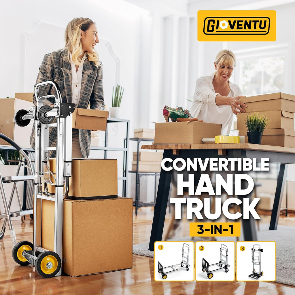 Upgraded 3 in 1 Convertible Hand Truck Dolly, 440 lb Capacity Folding Aluminum Cart M8560