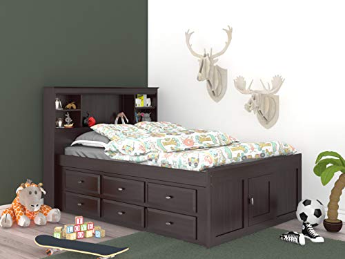 Discovery World Furniture White Full Bookcase Bed with 6 Drawers Z895159