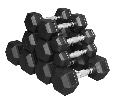 Rubber Coated Hex Dumbbell Weight Set R443