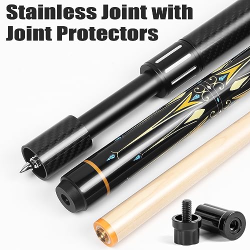 lotmusic Premium Pool Stick with Telescopic Fiber Extension Cue, 58 Inch Set with Case W47144
