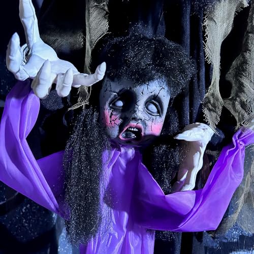 Haunted Hill Farm 5.25-ft Standing Gravekeeper Animatronic with Red LED Eyes and Sound Effects X9371