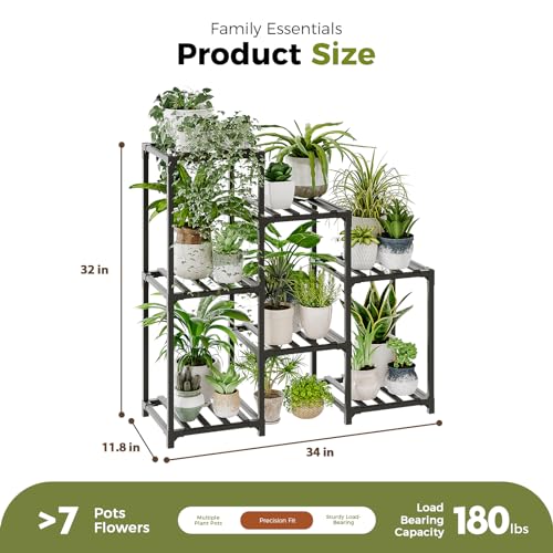 Bamworld Plant Stand Indoor Outdoor Wood Plant Rack 3 Tier Ladder D51744