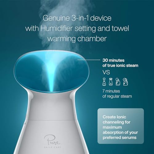 Pure Daily Care NanoSteamer Large 3-in-1 Nano Ionic Facial Steamer with Temp Control, Teal B192