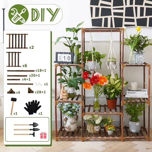 Uneedem Plant Stand Indoor Outdoor, 10-Tier Tall Plant Shelf for Multiple Plants A6522