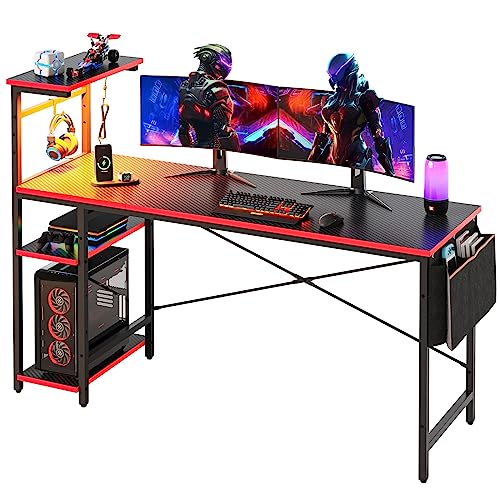 Bestier Gaming Desk with LED Lights, 51.3 Inch Computer Desk Q970
