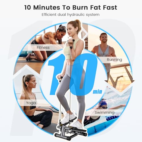 Sportsroyals Stair Stepper with Resistance Bands, Hydraulic Fitness Stepper, 330lbs Capacity D615949