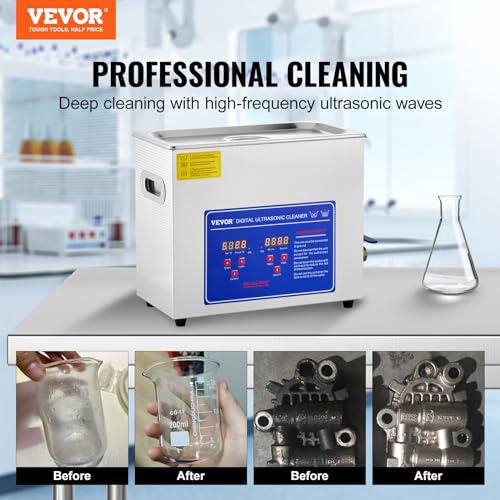 VEVOR Commercial Ultrasonic Cleaner 6L 40kHz with Digital Timer & Heater 110V Q7418