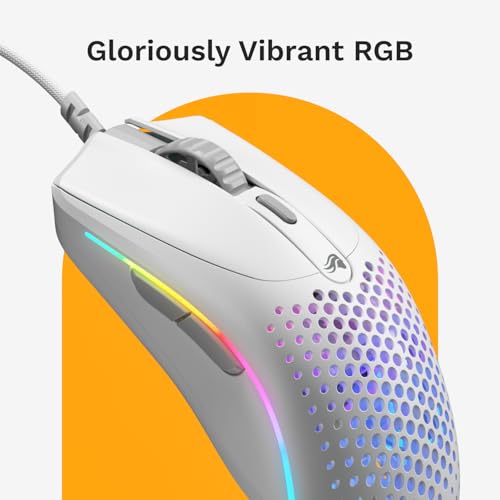Glorious Model D Wired Gaming Mouse - 68g Honeycomb RGB Ergonomic, Matte White M160012