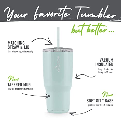 REDUCE Cold1 34 oz Tumbler with Lid and Straw, Vacuum Insulated Stainless Steel D10206