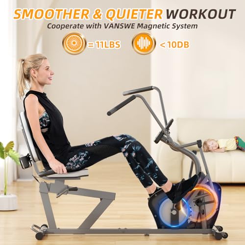 VANSWE Recumbent Exercise Bike with Arm Exerciser for Seniors Adults V646
