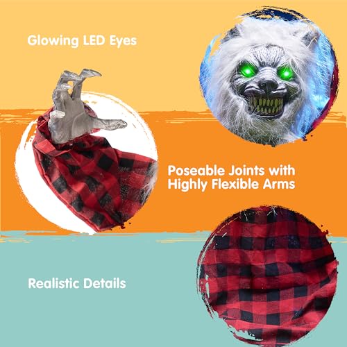 JOYIN Halloween Animated Werewolf Outdoor Decoration with Moving Arms & Light-Up Eyes O998