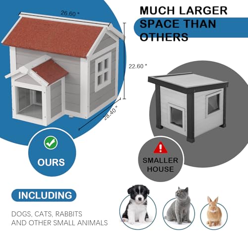 Outdoor Cat House Weatherproof Winter Enclosure for Feral Cats W562161