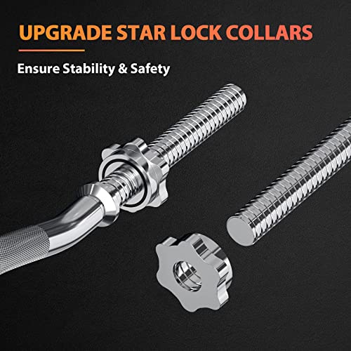 47" EZ Curl Bar Weight Lifting Bar with Star Collars U2209