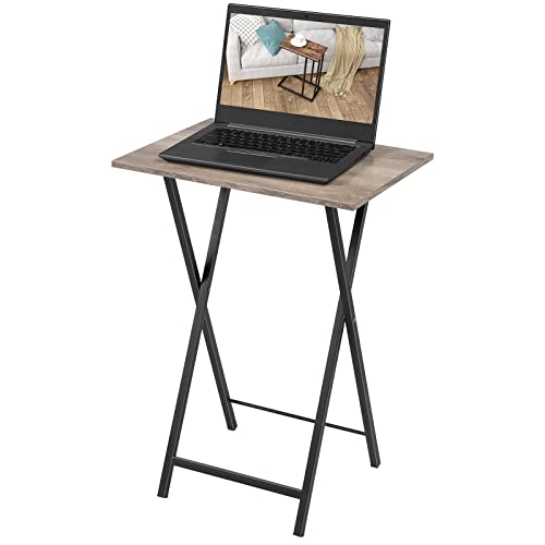HOOBRO Folding TV Tray Tables, Set of 2, Marble and Gold C48497