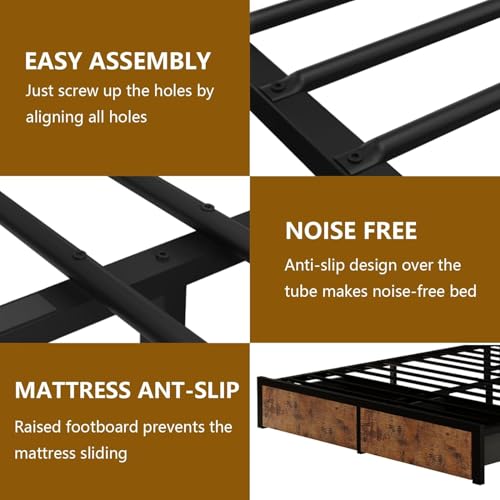 Farmhouse Full Bed Frame with Bookcase Headboard, LED Lights and Charging Station M527023