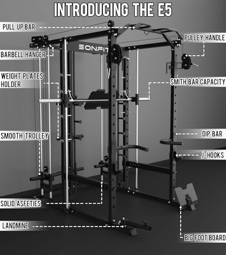 Eonfit E5 Smith Machine with Vertical Leg Press, Power Cage Squat Rack, Home Gym Equipment R390