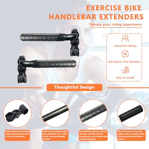 Handlebar Extender for Peloton Indoor Exercise Bikes, Sheep-horn with Black Tapes & Grips F973