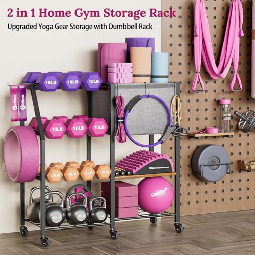 Yoga Mat Storage Rack for Dumbbells and Kettlebells, Home Gym Organizer N713