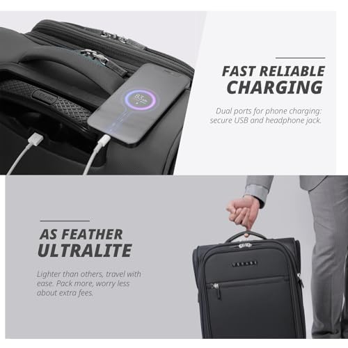 Verage Under Seat Luggage with Wheels, Softside Spinner Carry On, Navy 14-Inch A51804