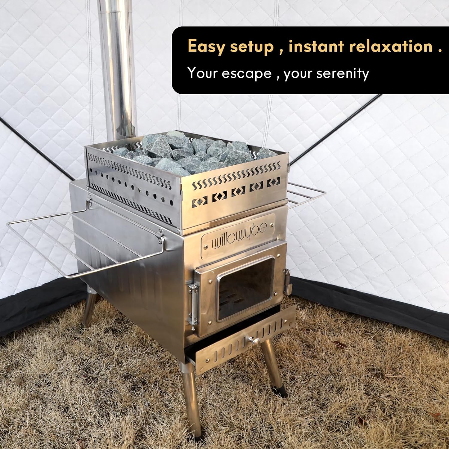WillowyBe Outdoor Sauna Tent Stove, Portable Camping Wood Stove K833