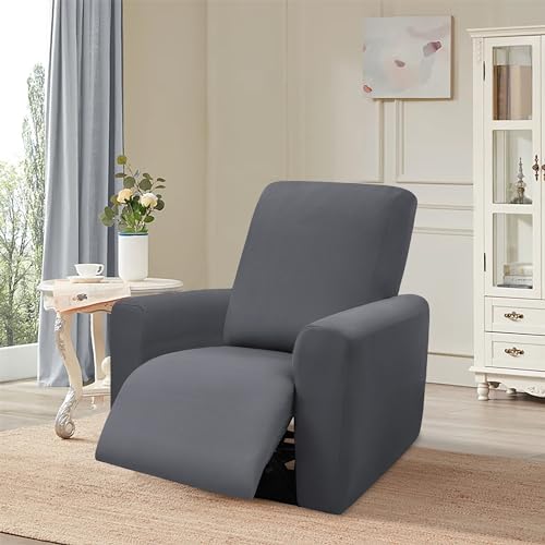 3 Seat Recliner Sofa Cover Stretch Non Slip Washable Dark Grey X5464