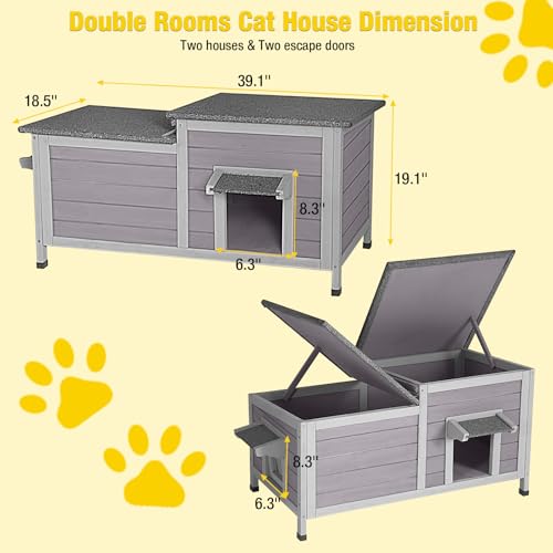 Aivituvin Cat House Indoor 2 Story Feral Cat Shelter for Winter Outdoor Large B645914