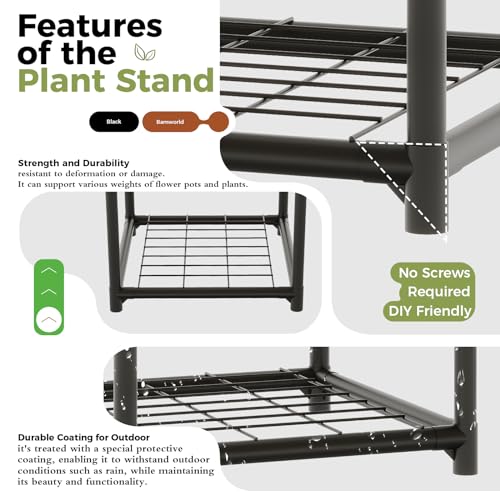 Bamworld Plant Stand Indoor Outdoor Wood Plant Rack 3 Tier Ladder D51744