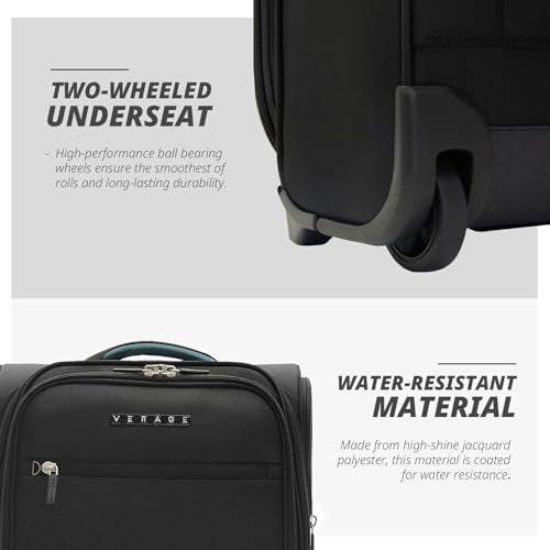 Verage Under Seat Luggage with Wheels, Softside Spinner Carry On, Navy 14-Inch A51804