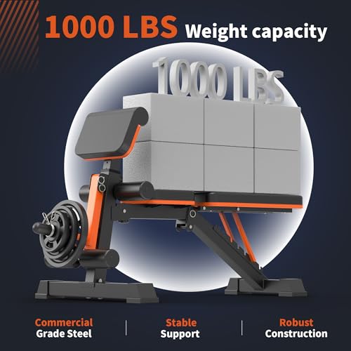 Adjustable Weight Bench 1000LBS Foldable Workout Bench with Leg Extension Z798