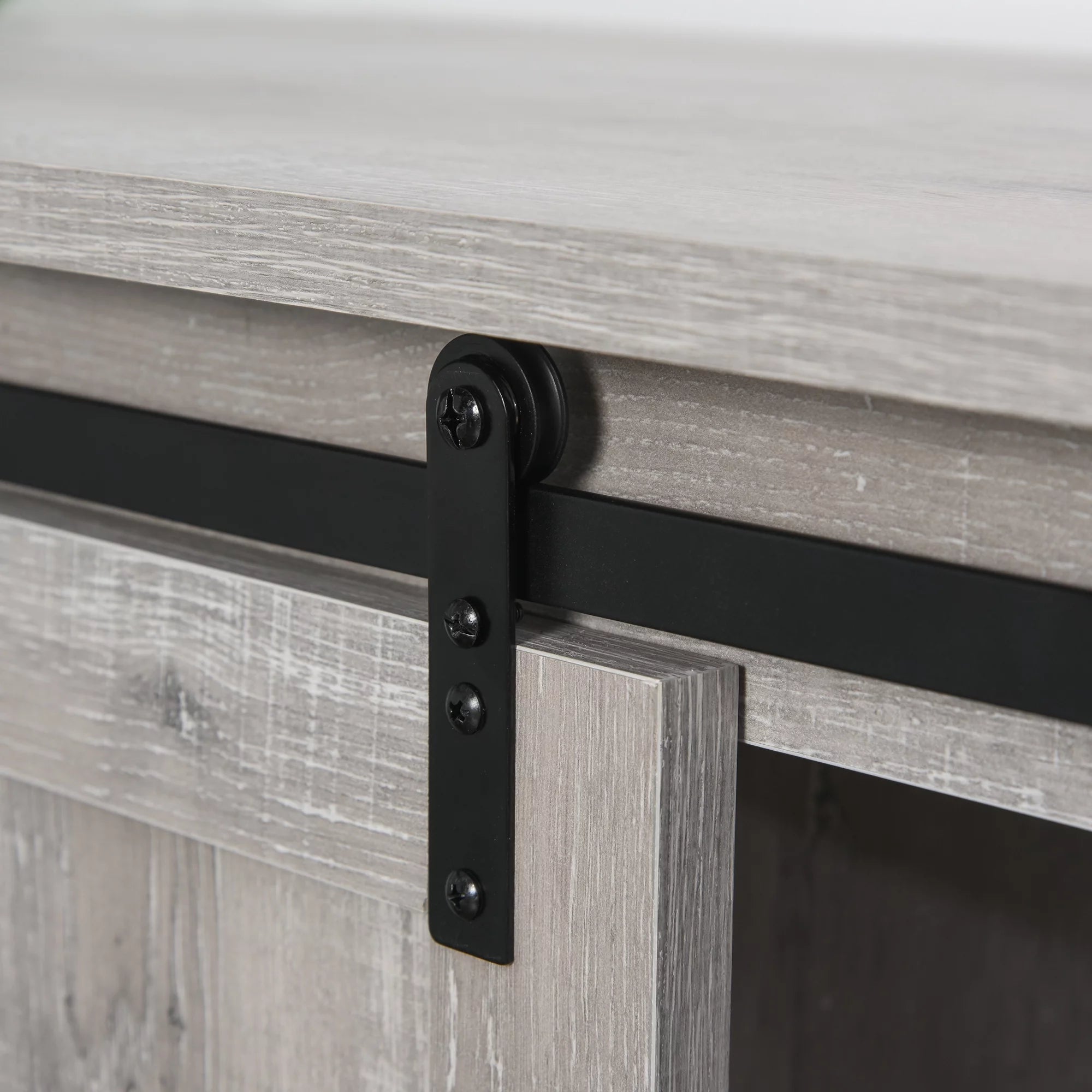 HOMCOM Farmhouse Accent Cabinet with Barn Door, Grey Oak U658117