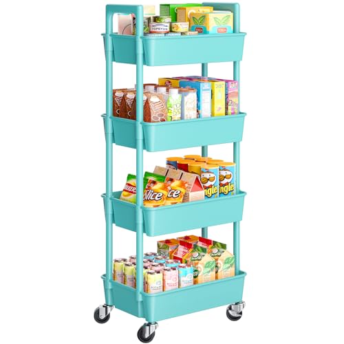 Pipishell 3 Tier Rolling Cart Organizer with Lockable Wheels, White K43271