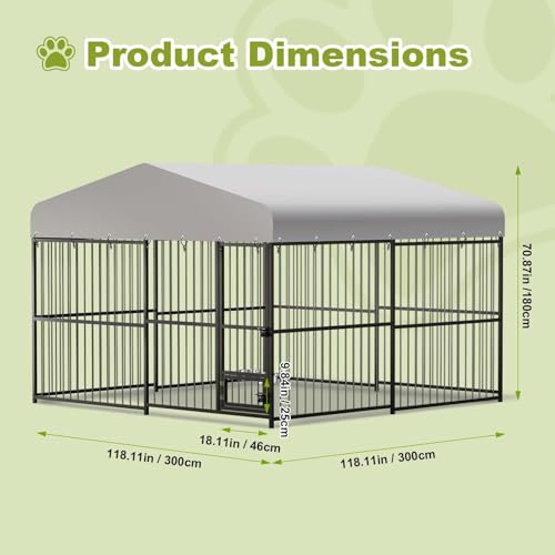 10x10x6 FT Outdoor Dog Kennel with UV-Resistant Roof and Lock L249