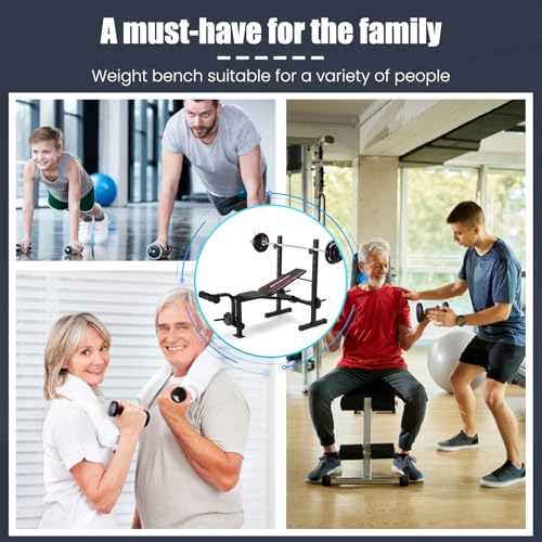 OPPSDECOR 8-in-1 Adjustable Weight Bench with Squat Rack, Foldable Home Gym K791