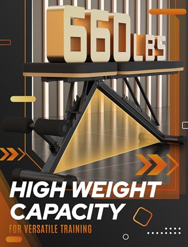 Foldable Weight Bench for Home Gym, 660 LBS Capacity Incline Decline O827
