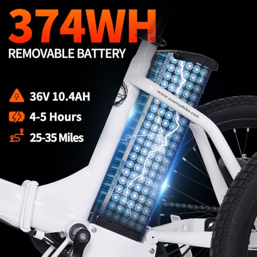 Electric Tricycle 20" Folding 350W Step-Thru for Adults with Removable Battery J2379