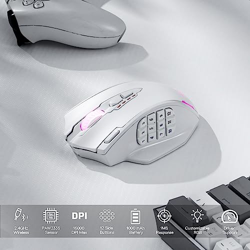 Redragon M908 Impact RGB MMO Gaming Mouse with 12 Side Buttons, 12400 DPI U713989