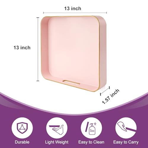 Gifturbo Blue Serving Tray with Handles, Rectangular Plastic Tray J15614