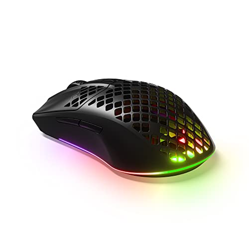SteelSeries Aerox 3 Wireless Holey RGB Gaming Mouse, Ultra-lightweight, Onyx O713