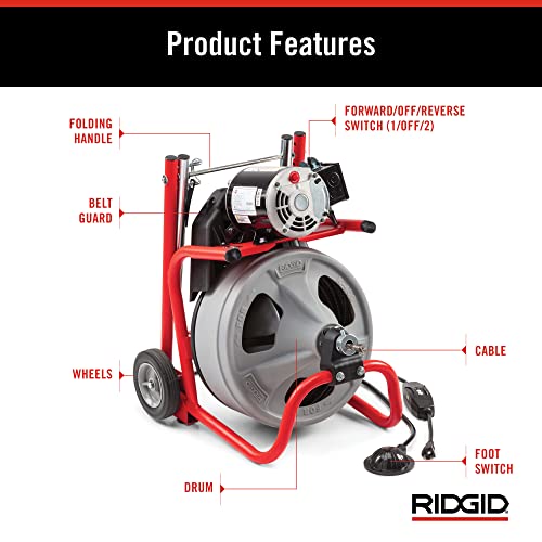 RIDGID K-400 Drain Cleaning Drum Machine Kit with 1/2" x 75' Cable I39446