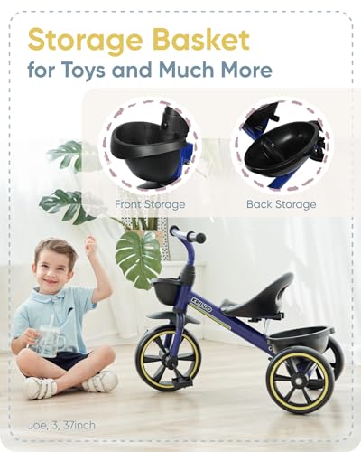 KRIDDO Kids Tricycle for Toddlers Age 2-5 Years, Blue P72011