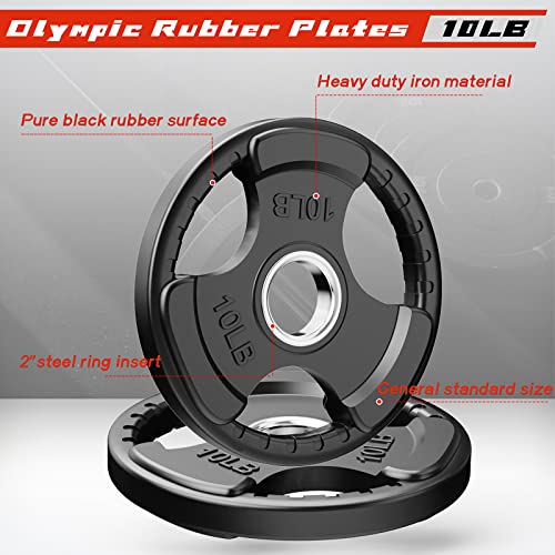 RitFit Olympic Rubber Grip Plates 2-Inch for Barbell Weightlifting Strength Training Z70542