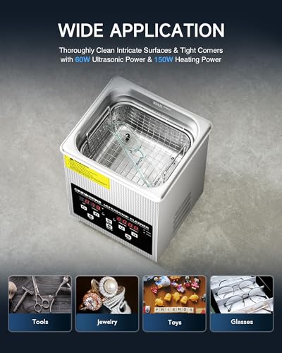 CREWORKS 3L Digital Ultrasonic Cleaner with Degas & Gentle Modes, 120W R572