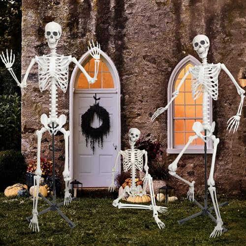 Halloween Skeleton Decoration 5.4ft Realistic Plastic with Movable Joints Gray U13918