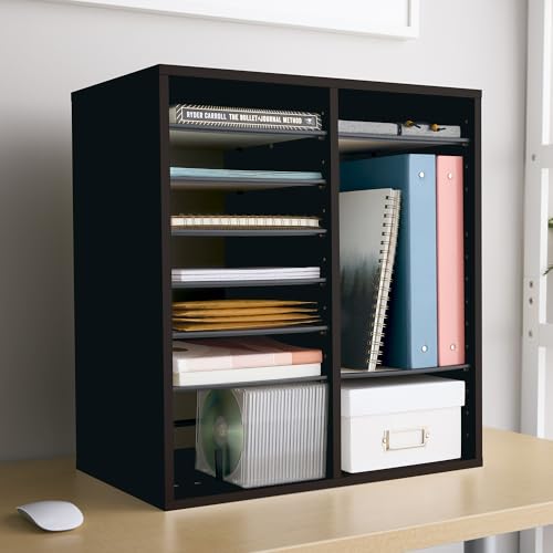 Safco Wooden Paper and Mail Organizer, Adjustable Shelves, Stackable B285