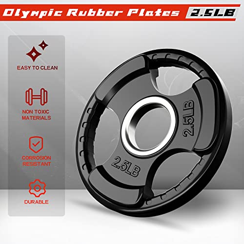 RitFit Olympic Rubber Grip Plates 2-Inch for Barbell Weightlifting Strength Training Z70542