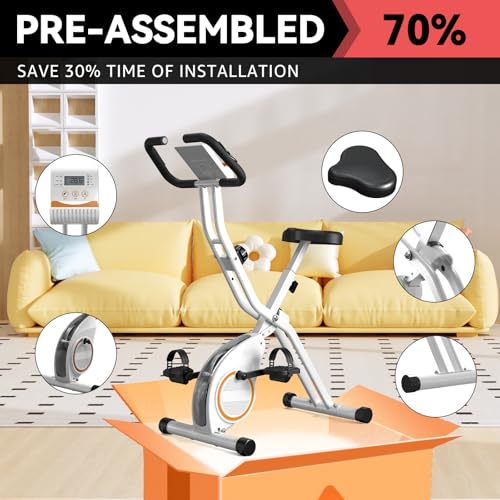 Foldable Exercise Bike with 16-Level Magnetic Resistance for Home T532